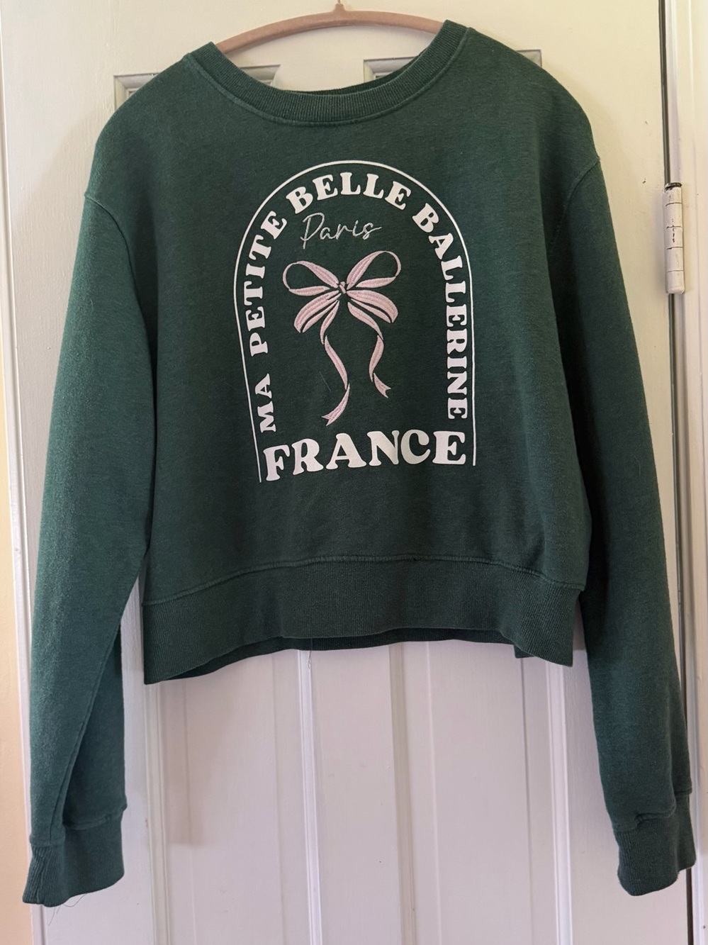 PINK Victoria's Secret Electric PINK Forest Green Crewneck Sweatshirt